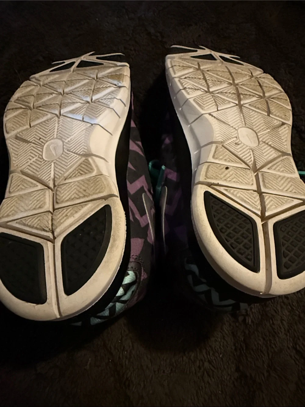 Nike Free Purple Graphic Trainers with Teal Laces
